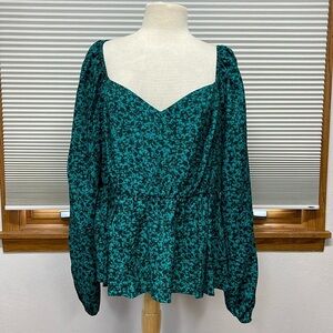 Ava & Viv Green Floral Blouse